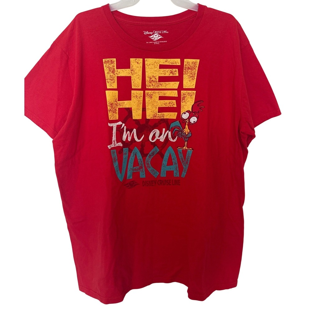Disney Cruise Line T-Shirt Red Hei Hei Moana Vacay Graphic Mens XXL